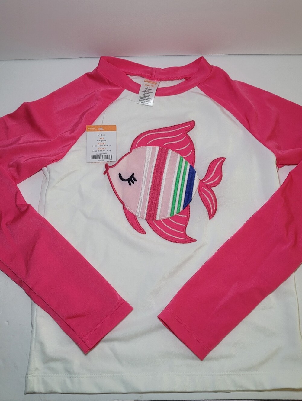 Gymboree Rashguard Girls Large 10/12 Long Sleeve Pink Fish New